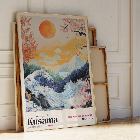 Yayoi Kusama Japanese Ocean Art Print, Zen Wabi Sabi