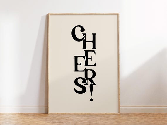 Cheers Bar Cart Print Bar Wall Decor Bar Cart Decor Home Bar Accessories Cheers Wall Art Print Printable Art