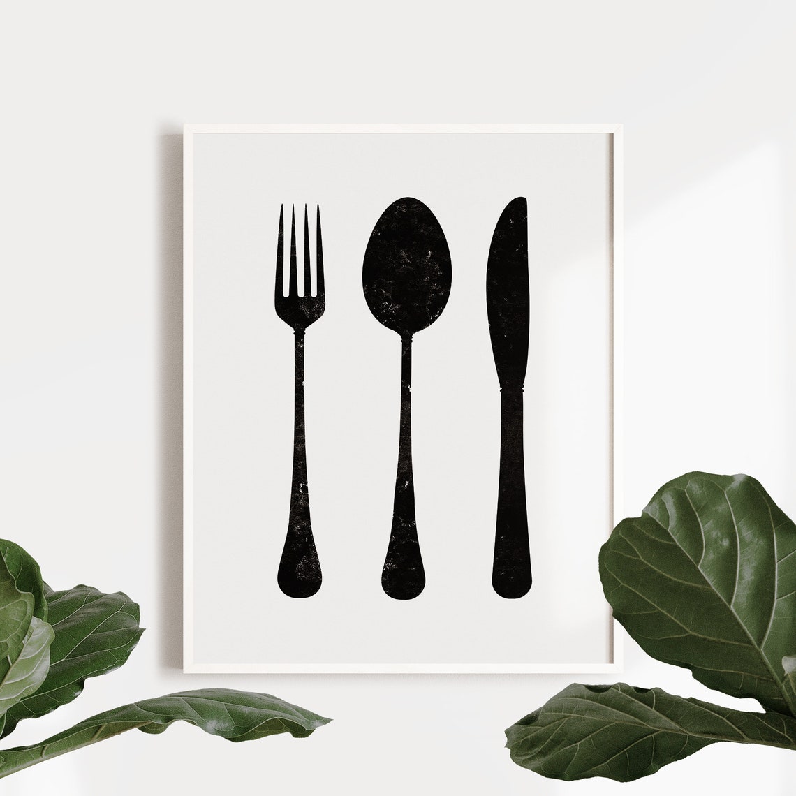 Black Cutlery Silhouette Fork Spoon Knife Minimalist Kitchen Poster - Image 3