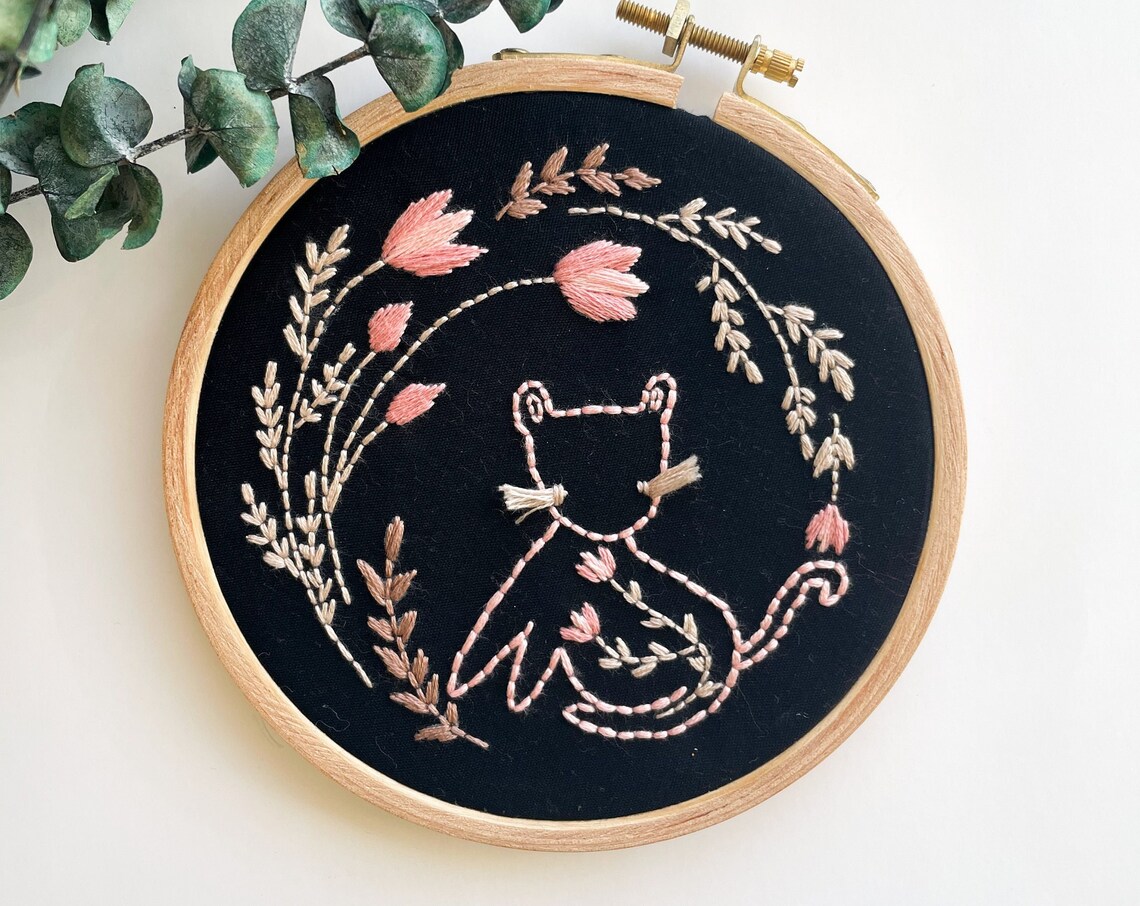 Cat Embroidery Art Print, Christmas Gift For Her - Image 3