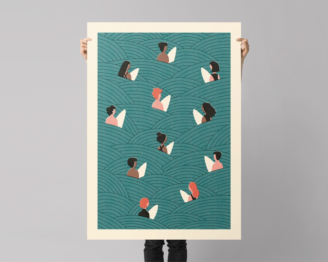 Waiting For The Wave Surf Poster Surf Wall Art Summer Decor Poster Modern Minimalist Print Surf Decor Home Decor Gift - Image 3