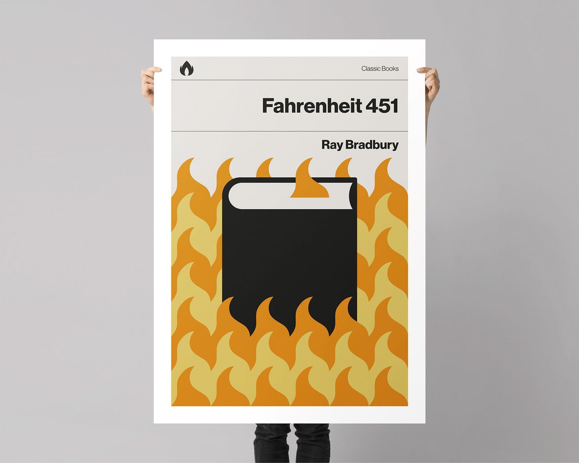 Fahrenheit 451 Ray Bradbury Burning Book Literary Art Poster - Image 3