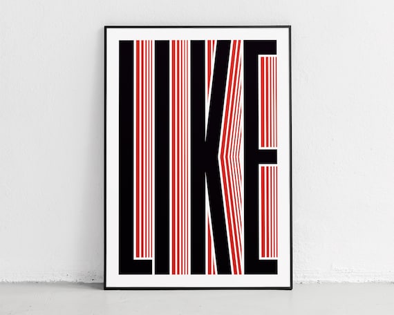 Like Print Typography Art Modern Geometric Wall Print Minimalist Red And Black Design Perfect For Contemporary Home Decor