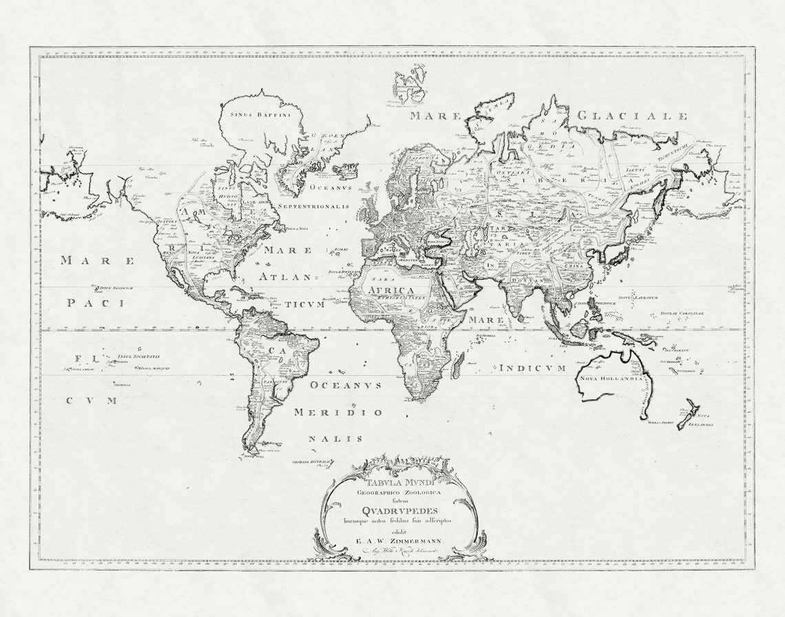 Vintage World Map Poster, Antique Classroom Decor - Image 3