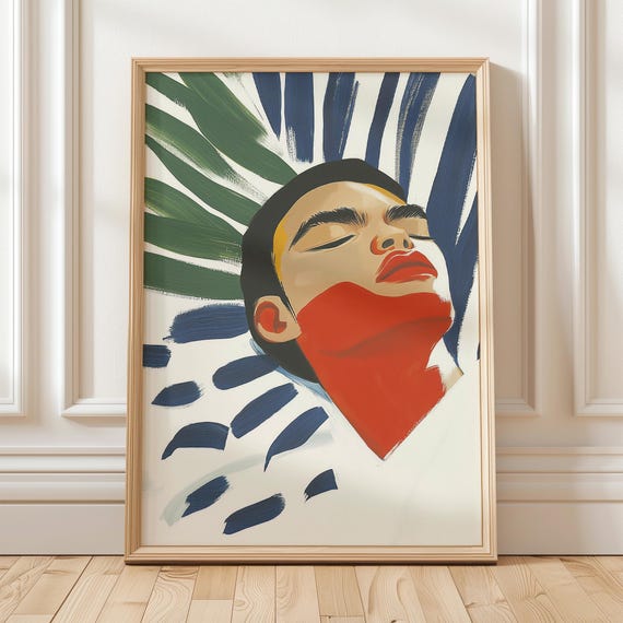 Colorful Tropical Portrait Large Contemporary People Print Modern Abstract Wall Art Vibrant For Home Decor