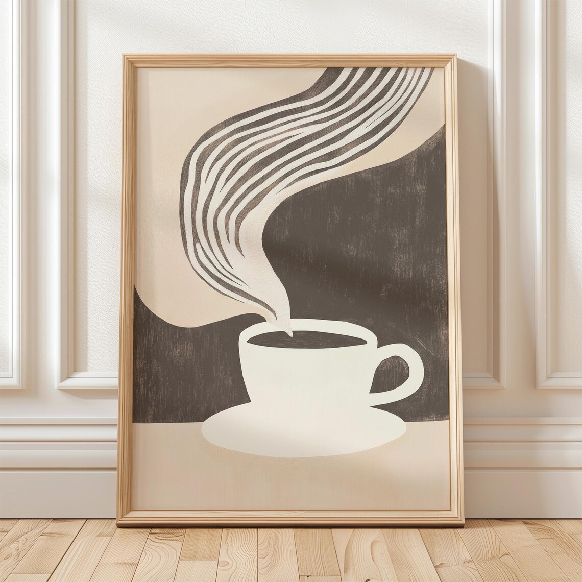Minimalist Coffee Cup, Abstract Kitchen Wall Art