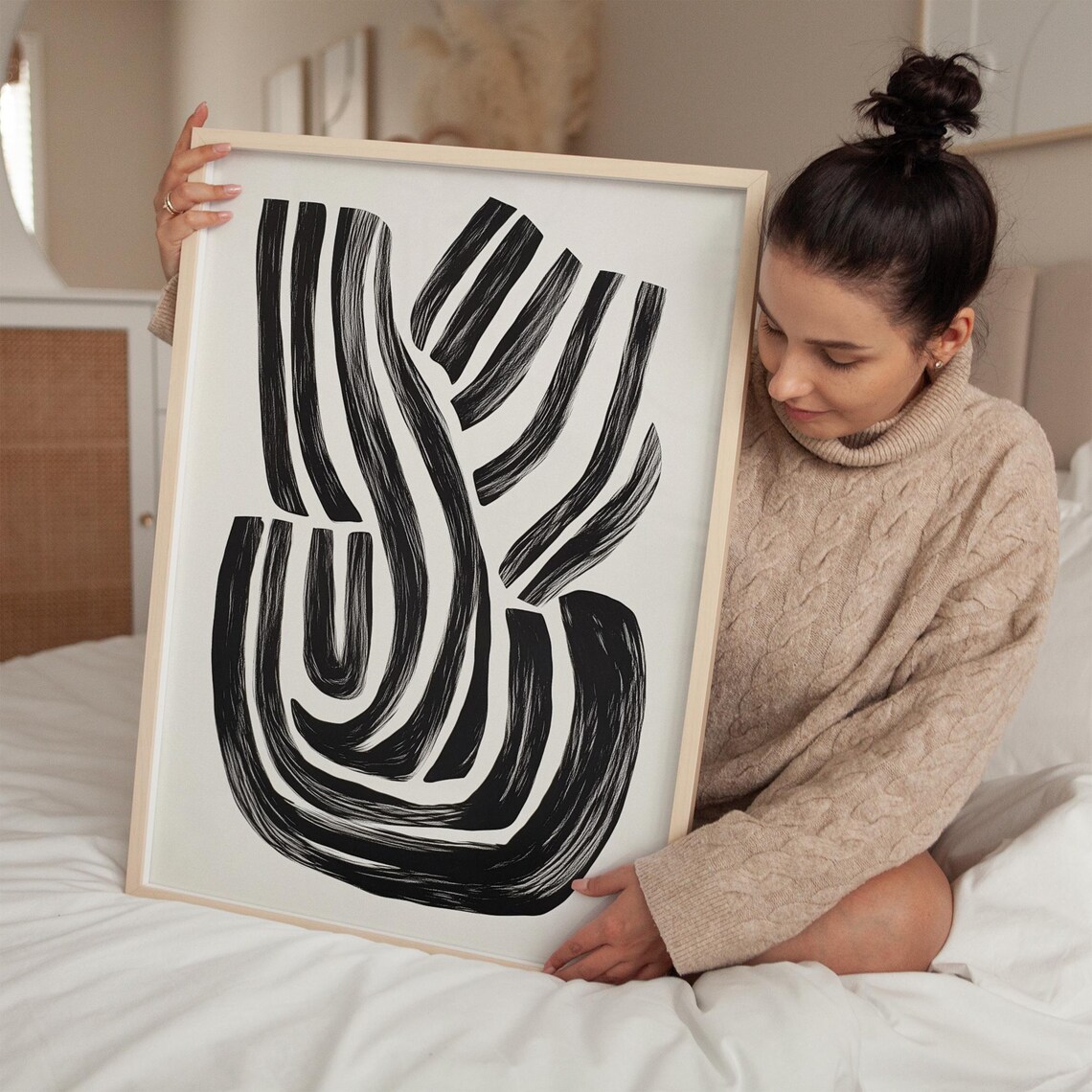 Abstract Black And White Brushstroke Art Print - Image 5