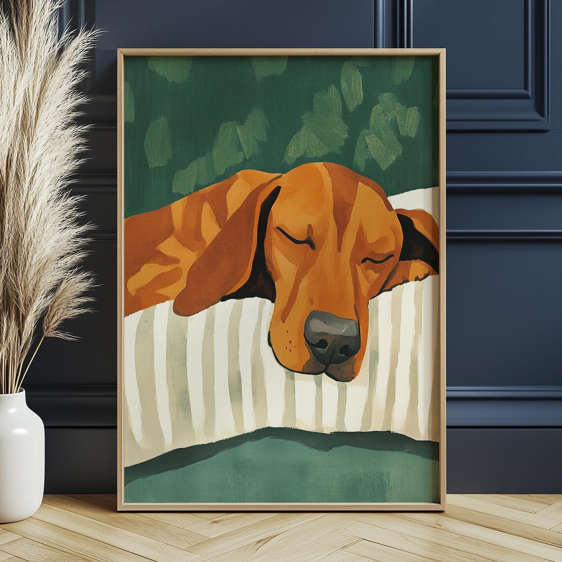 Relaxing Dog Art Print, Minimalist Pet Decor