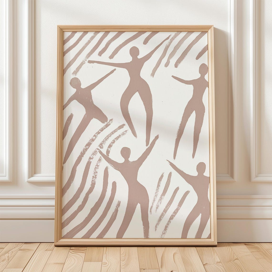 Dancing Figures In Neutral Tones Minimalist Abstract Wall Art Modern Earth Tone Print Contemporary Home Decor Print