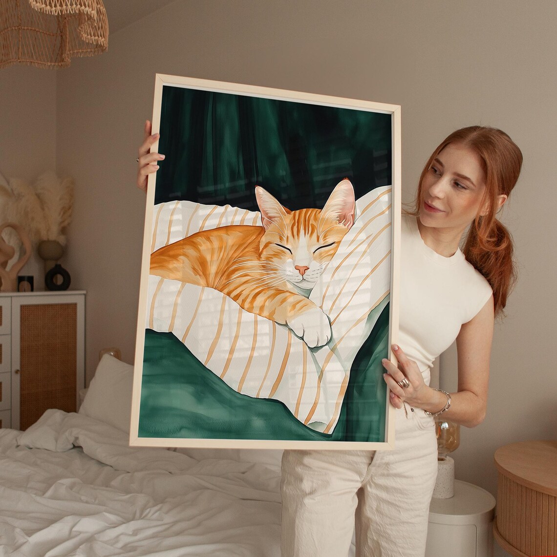 Sleeping Orange Cat - Cozy Home Decor, Pet Lover Gift - Image 4