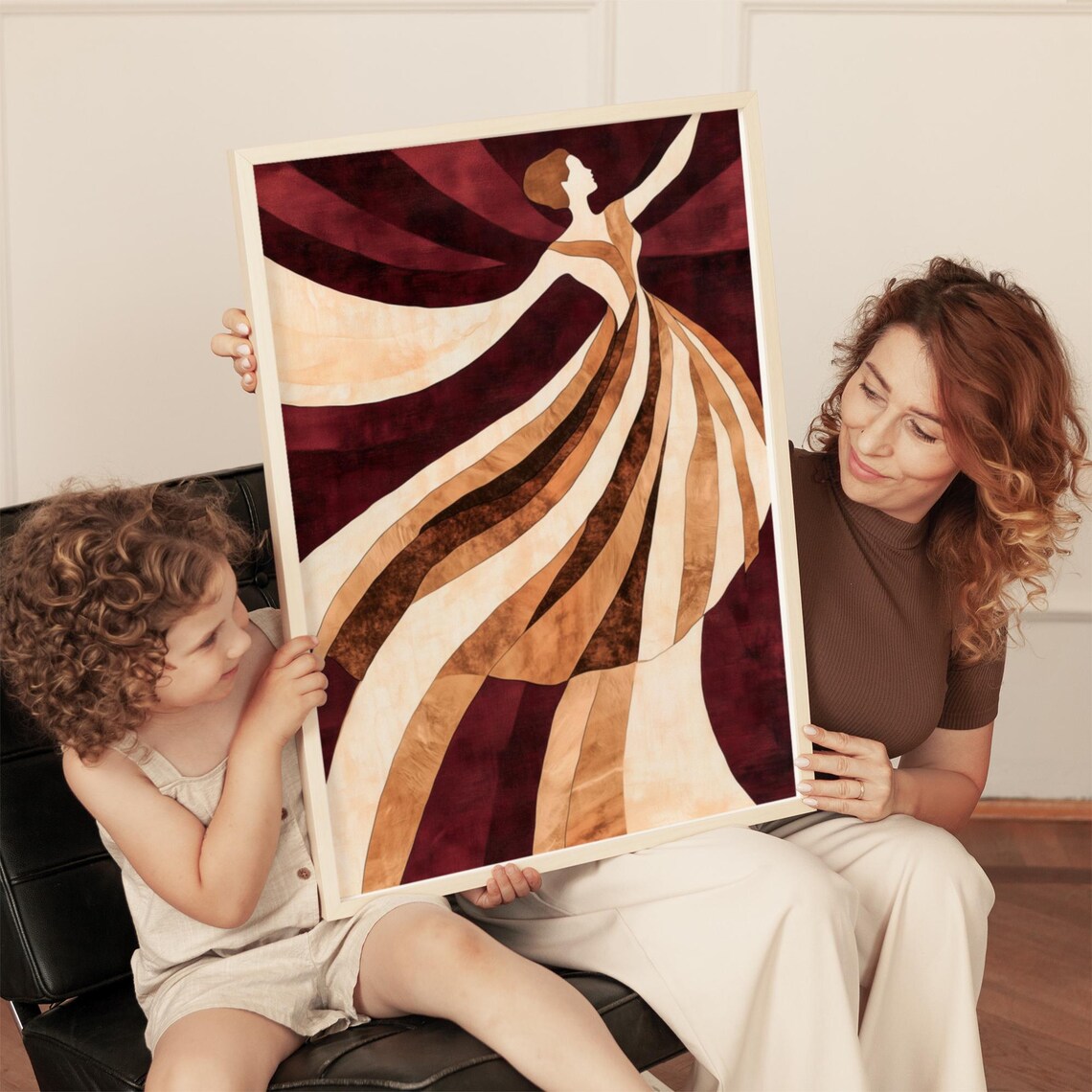 Dancing Woman In Flowing Dress, Abstract Art Print - Image 3