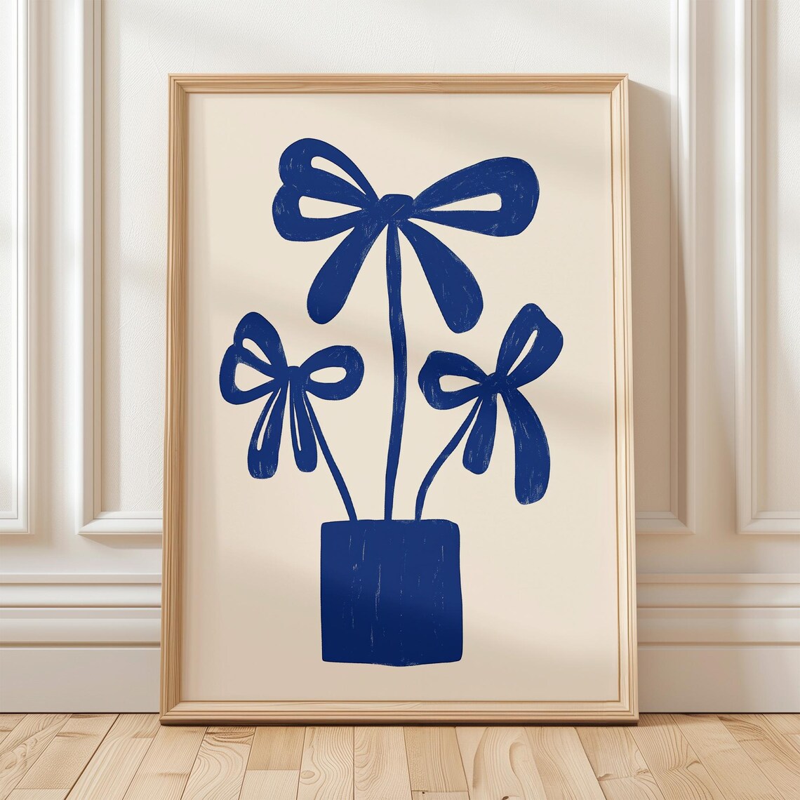 Bow Flower Print, Modern Abstract Floral Art
