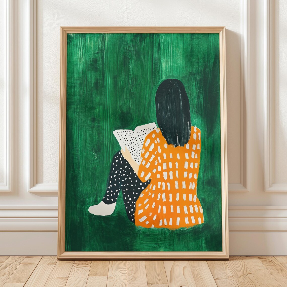 Reading Woman, Modern Abstract Book Lovers Art Print