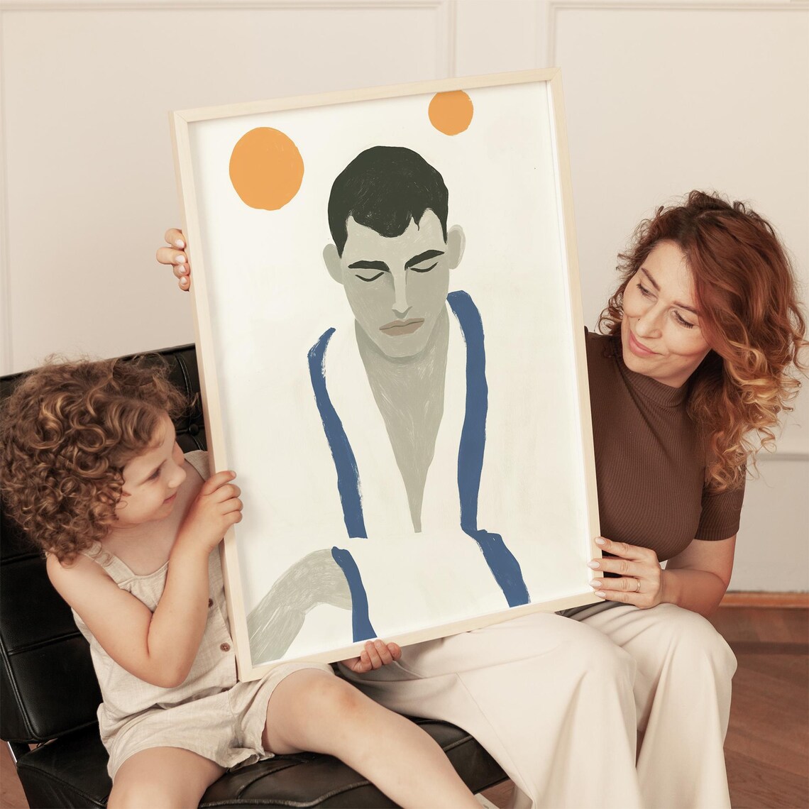 Calm Man In Blue Robe, Minimalist Figurative Art Print - Image 3