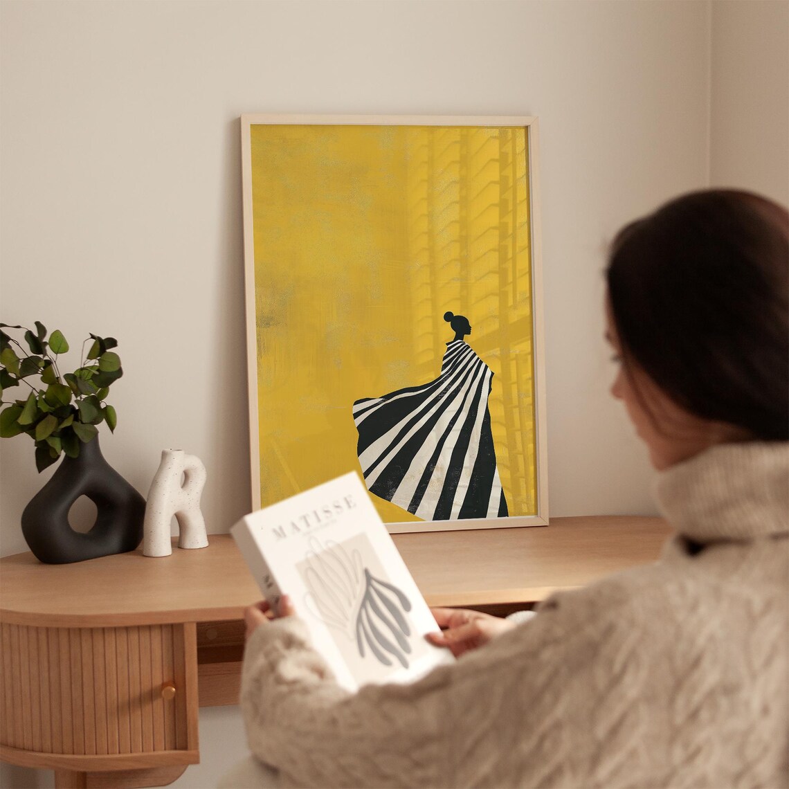 Modern African Woman Wall Art Yellow And Black Fashion Print Minimalist Artwork Contemporary Home Decor Stylish Poster - Image 5
