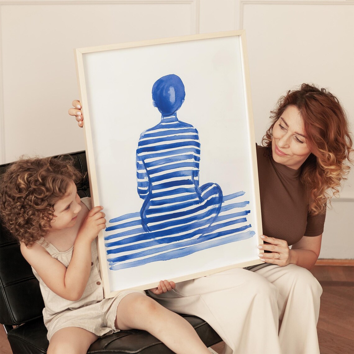 Minimalist Blue Stripe Modern Abstract Artwork - Image 5