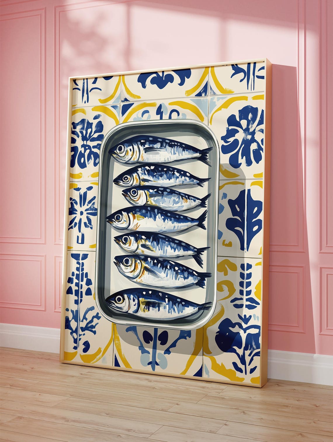 Portuguese Sardine Tile Pattern Art Print, Kitchen Decor - Image 5