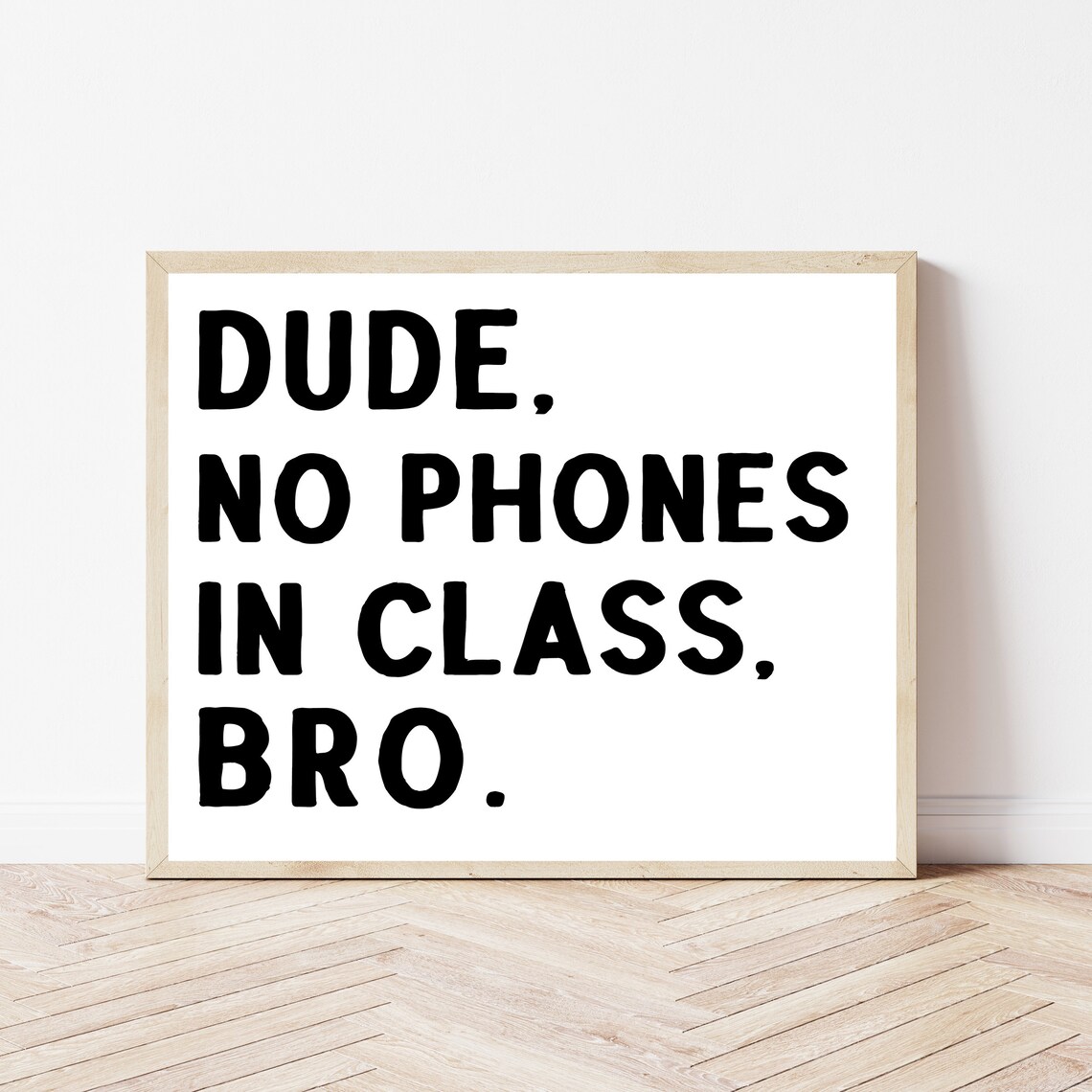 No Phones Classroom Rules Poster, Science Math Theme