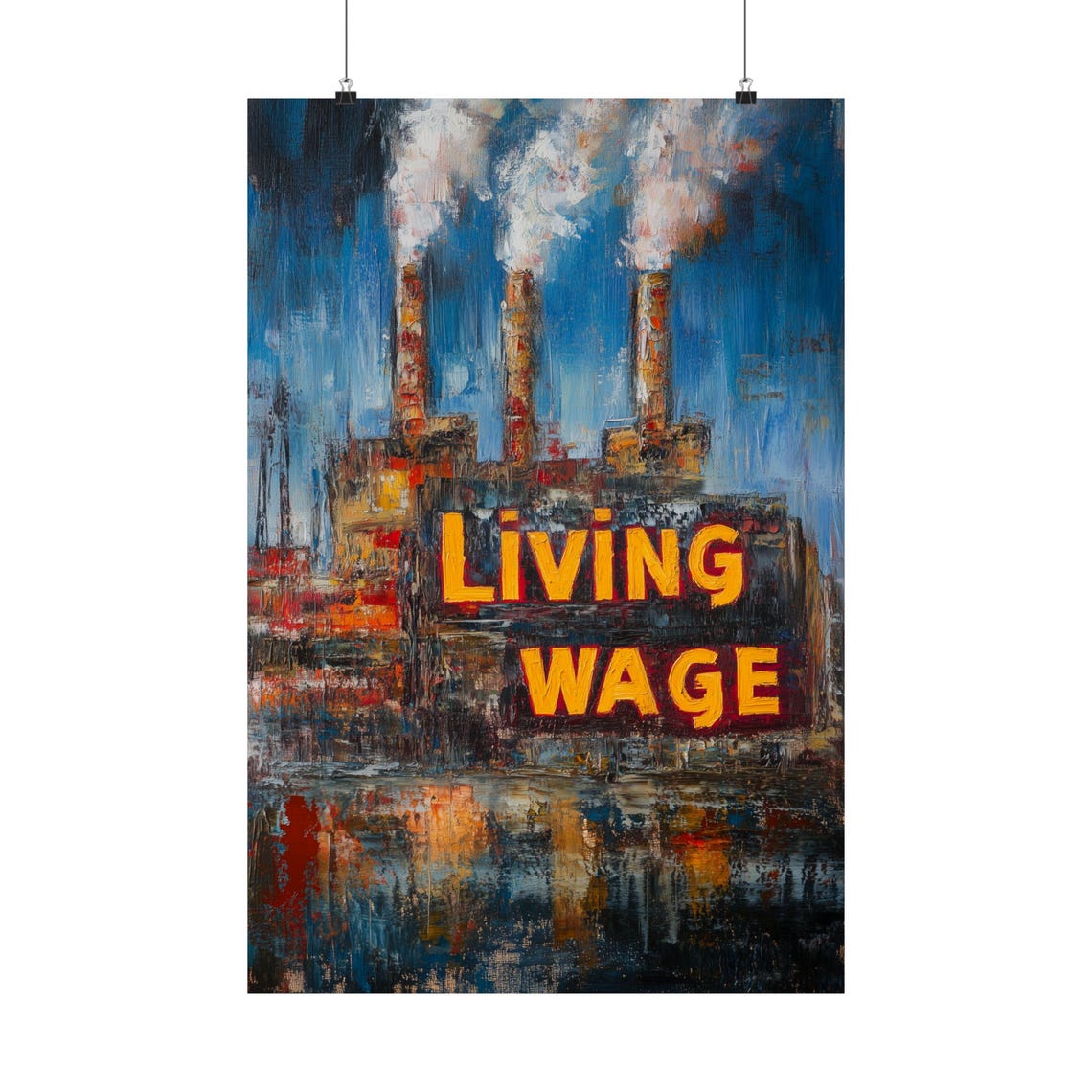 Living Wage Industrial Factory Labor Rights Statement Poster