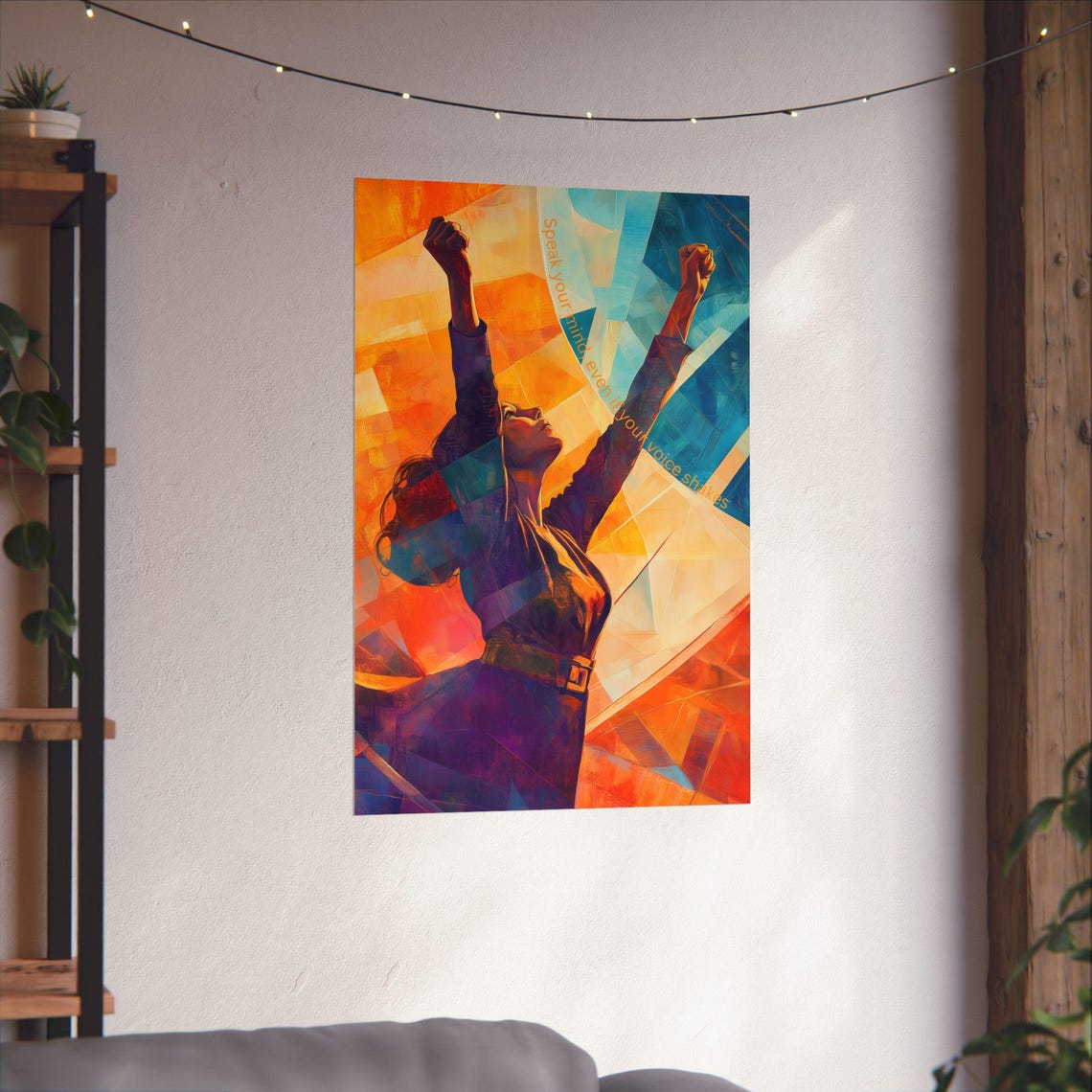 Speak Your Mind Victory Raised Fists Geometric Cubist Art Poster - Image 3
