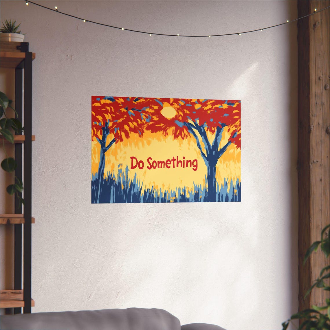 Do Something Autumn Trees Folk Art Motivational Quote Poster - Image 4