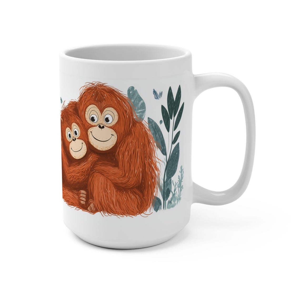 Adorable Orangutans Mug 15oz Large Ceramic Love Nature Coffee Mug Environmentalism Stop Climate Change Mug - Image 4