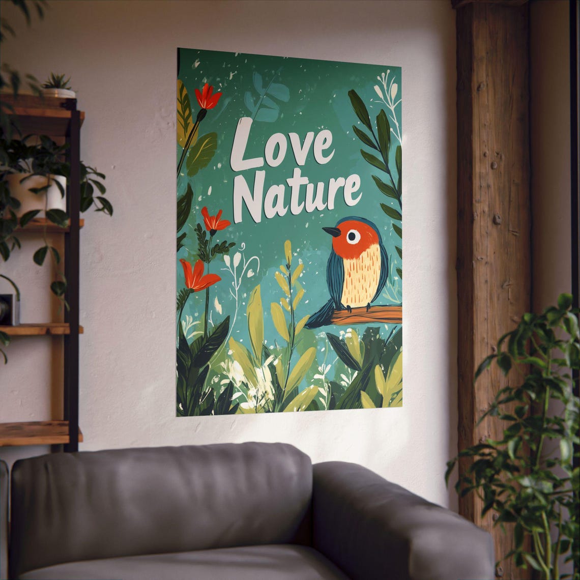 Love Nature Poster Wall Art Cute Blue Bird Poster Environmentalism Stop Climate Change Poster For Home Office Or Dorm Decor - Image 3