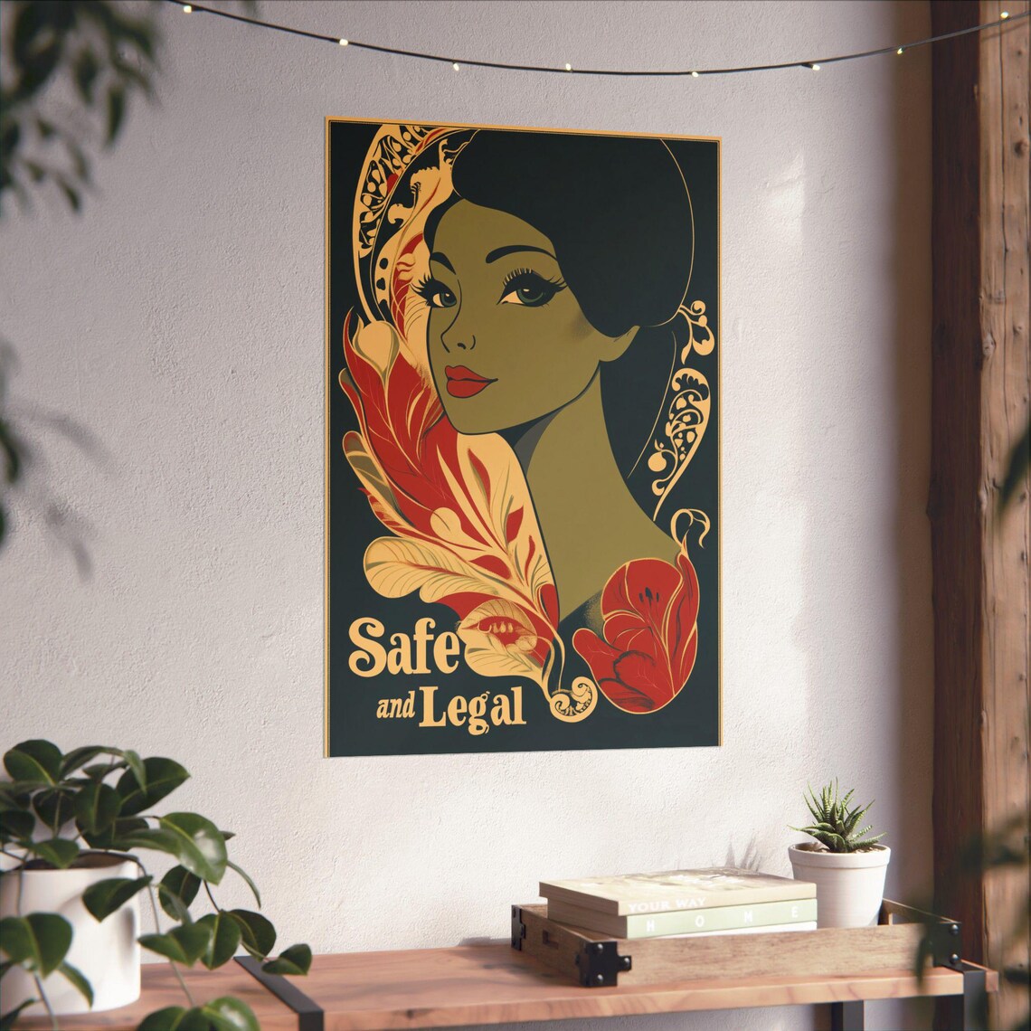 Safe and Legal Art Nouveau Portrait Feminist Activism Poster - Image 4