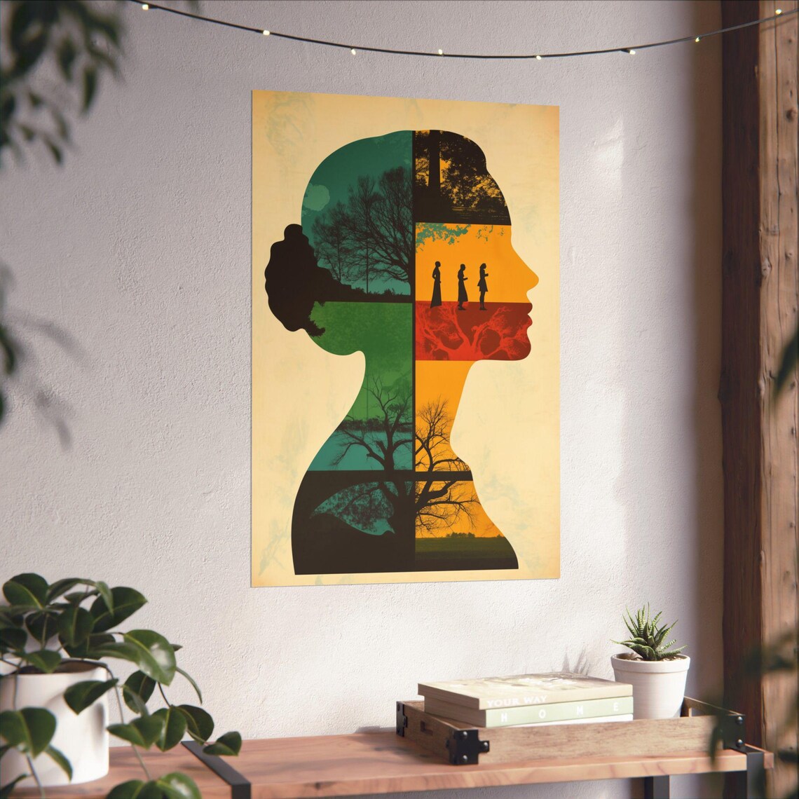 Woman Silhouette Photo Collage Trees Walkers Clever Art Poster - Image 4