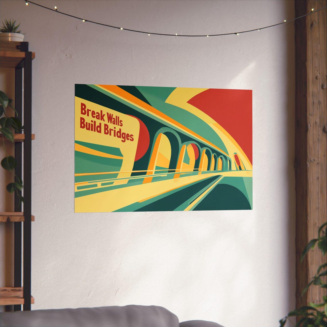 Break Walls Build Bridges Modernist Arches Bold Abstract Poster - Image 3