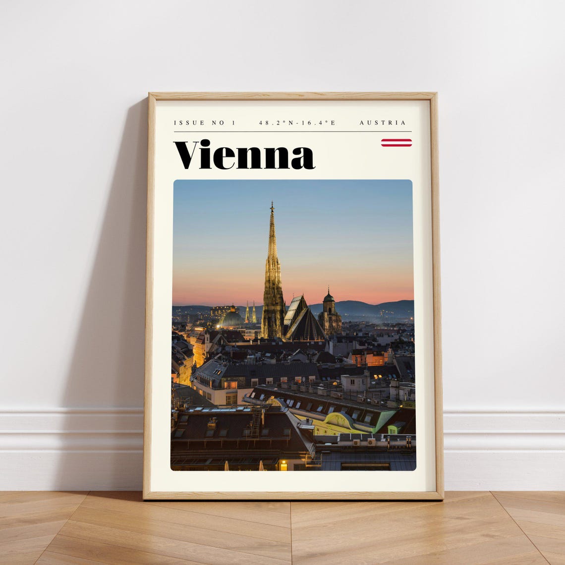 Vienna Austria St Stephen Cathedral Sunset Skyline Travel Poster - Image 3
