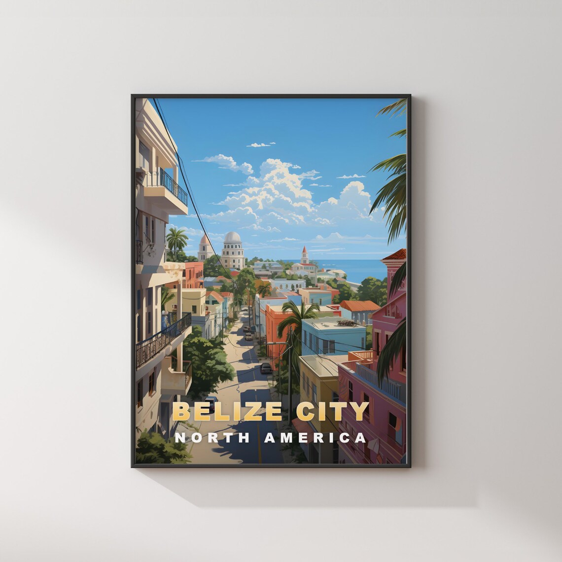 Belize City North America Colorful Street Seaside Travel Poster - Image 2