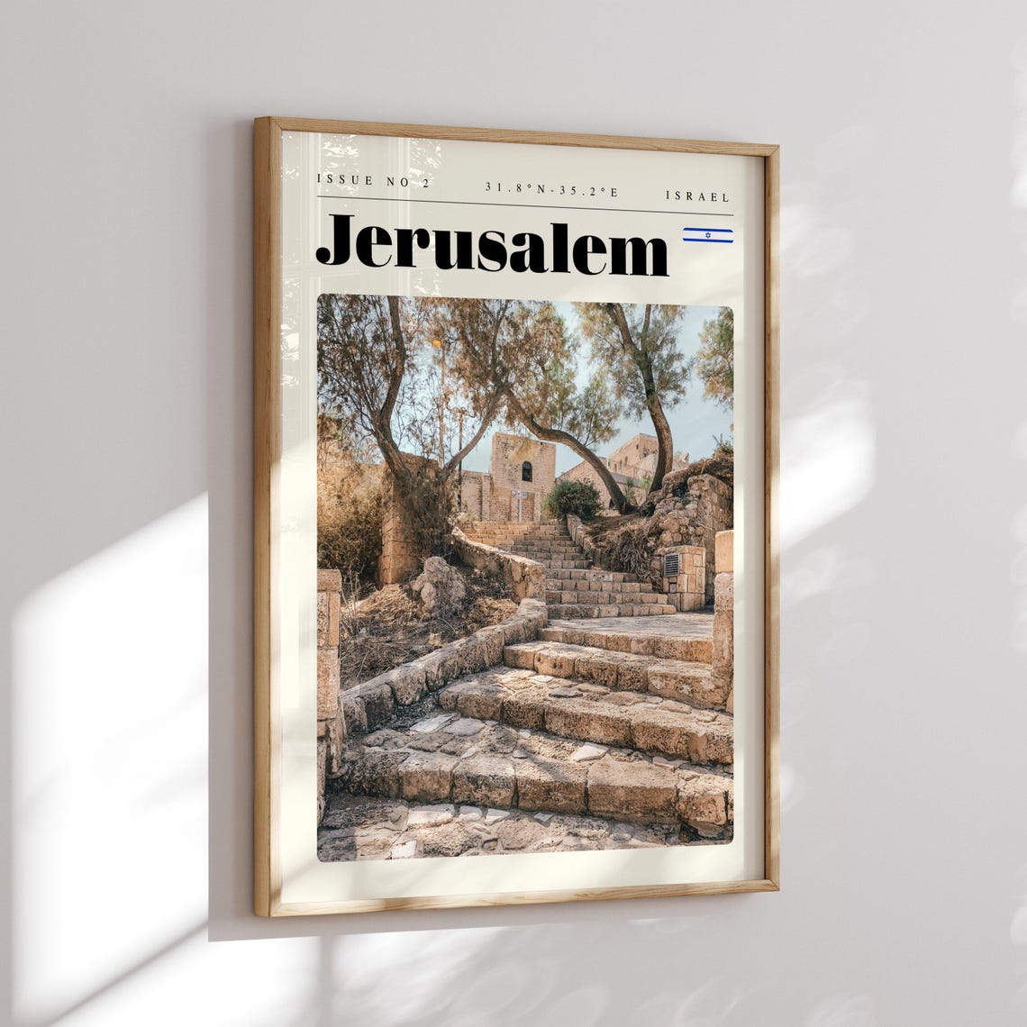 Jerusalem Israel Ancient Stone Steps Old City Modern Travel Poster - Image 2