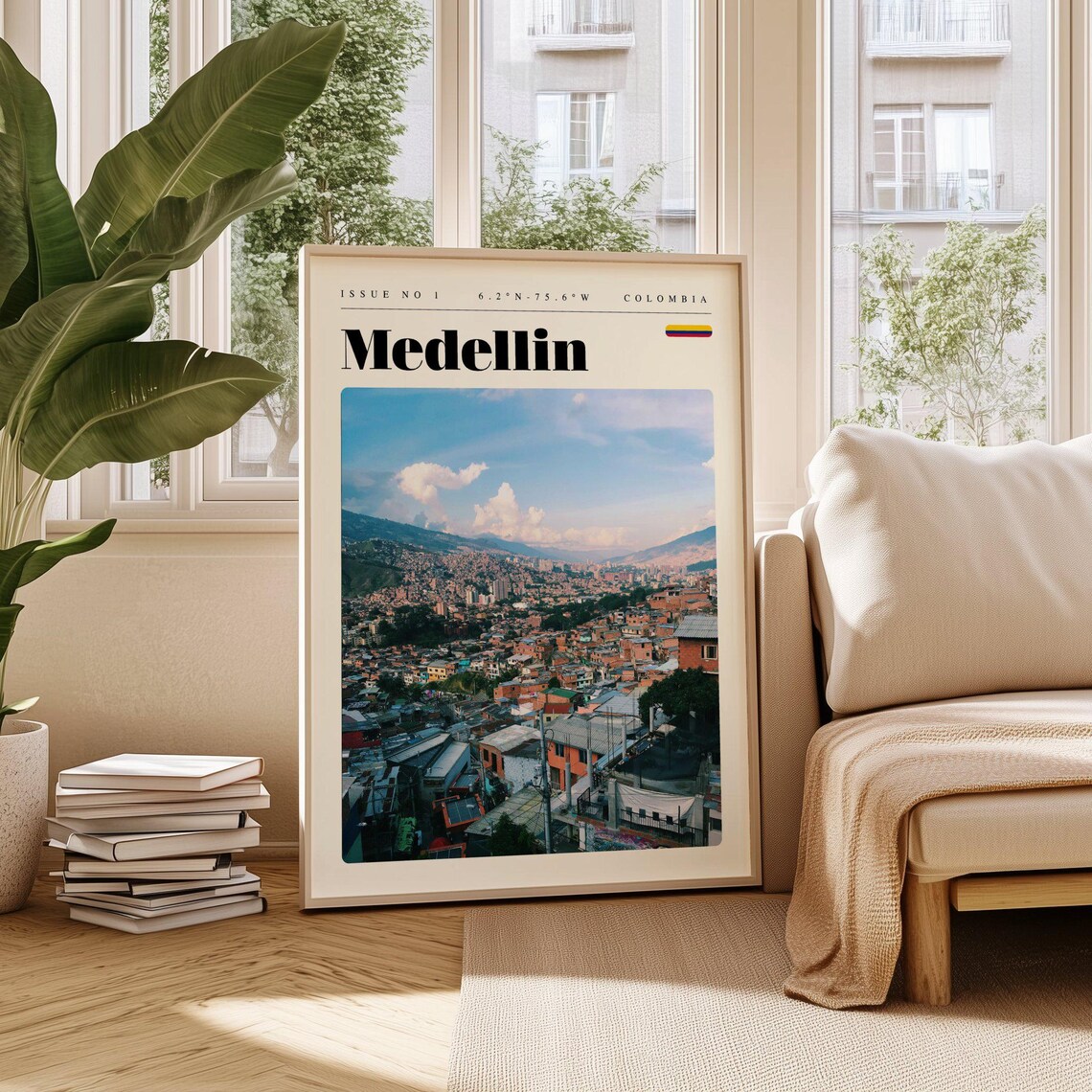 Medellin Hillside Neighborhoods Valley Colombia Travel Poster