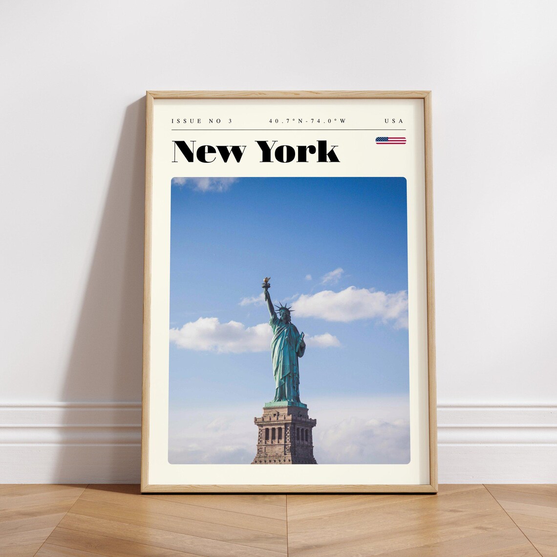 New York Statue of Liberty Harbor Blue Sky Landmark Travel Poster - Image 3