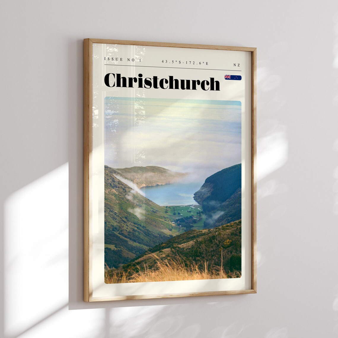 Christchurch New Zealand Misty Coastal Valley Photo Travel Poster - Image 2