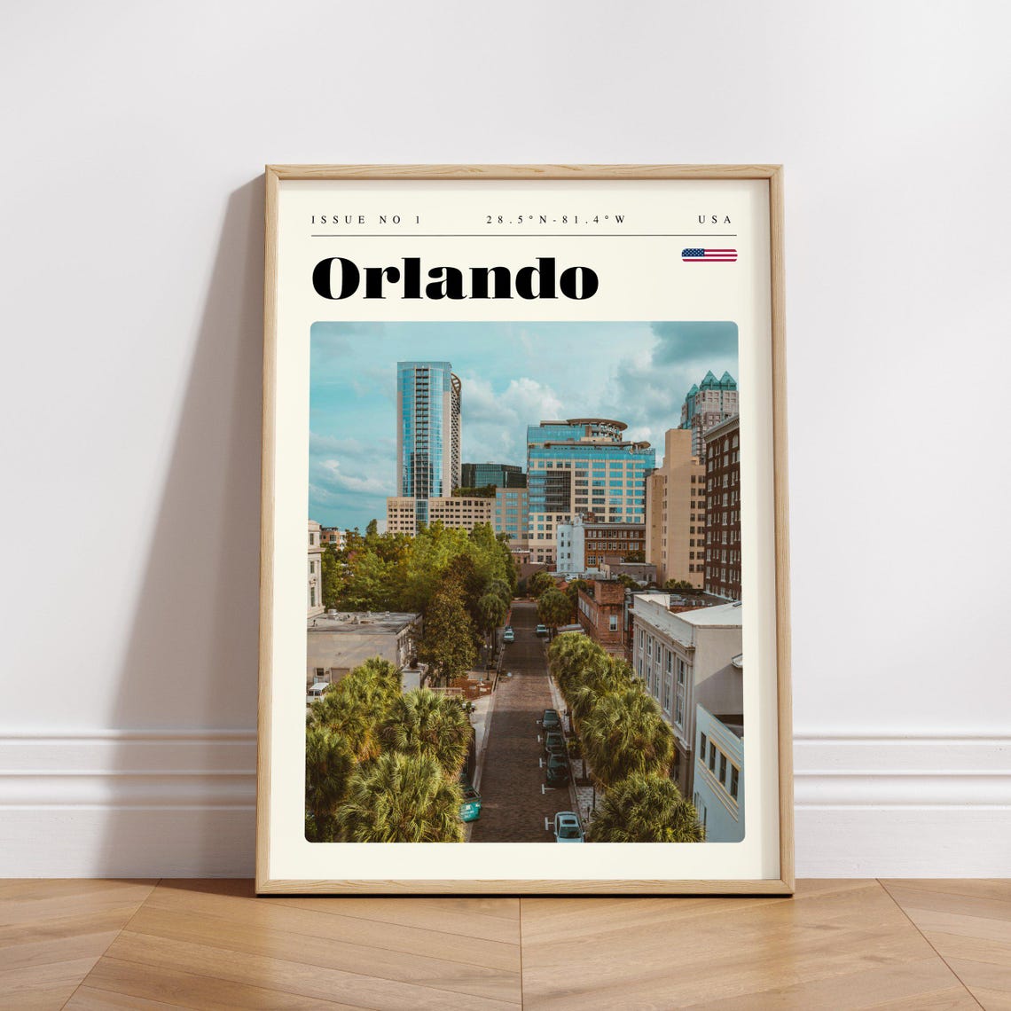 Orlando Florida Vintage Travel Poster With Downtown Skyline Street - Image 3