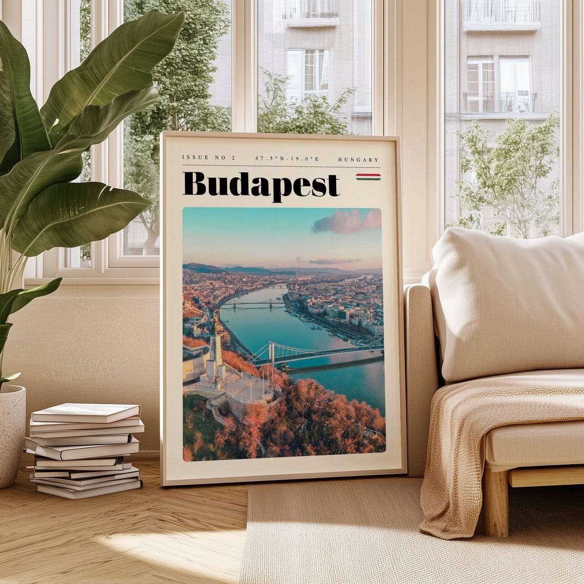 Budapest Hungary Danube Bridges Citadel Sunset Panorama Poster