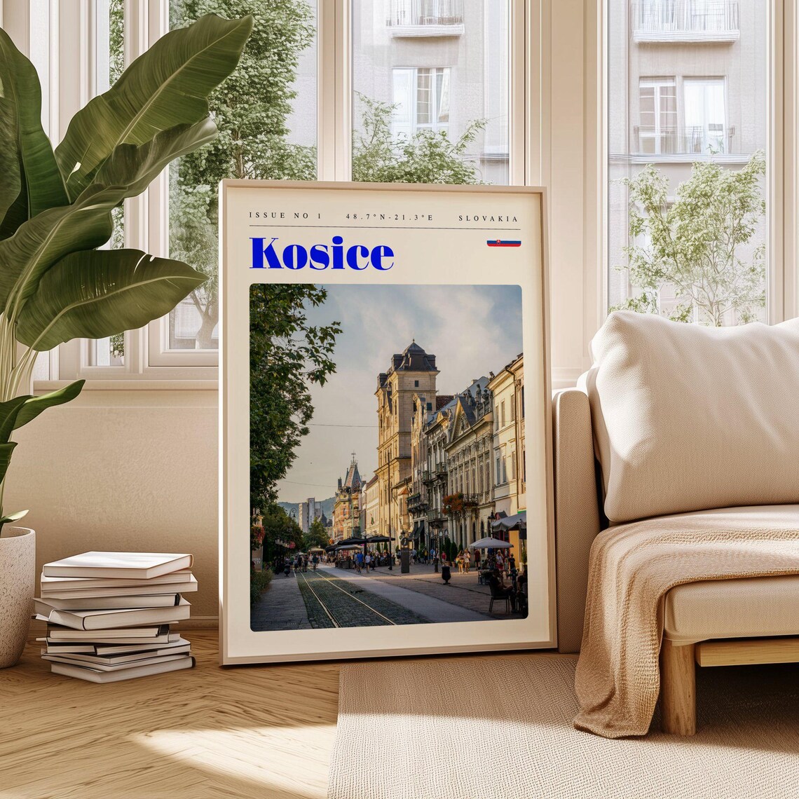 Kosice Slovakia Historic Old Town Street Clock Tower Travel Poster