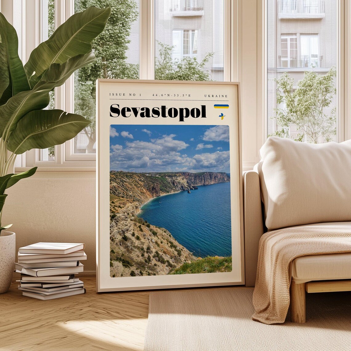 Sevastopol Ukraine Rocky Coastline Turquoise Sea Travel Poster