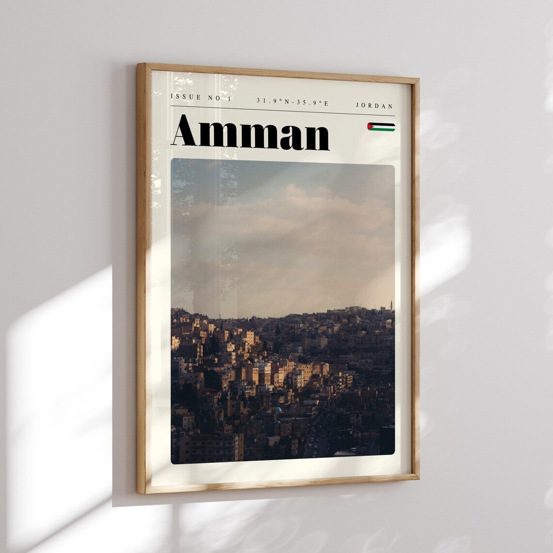 Amman Jordan Hillside Cityscape at Dusk Modern Travel Poster - Image 2