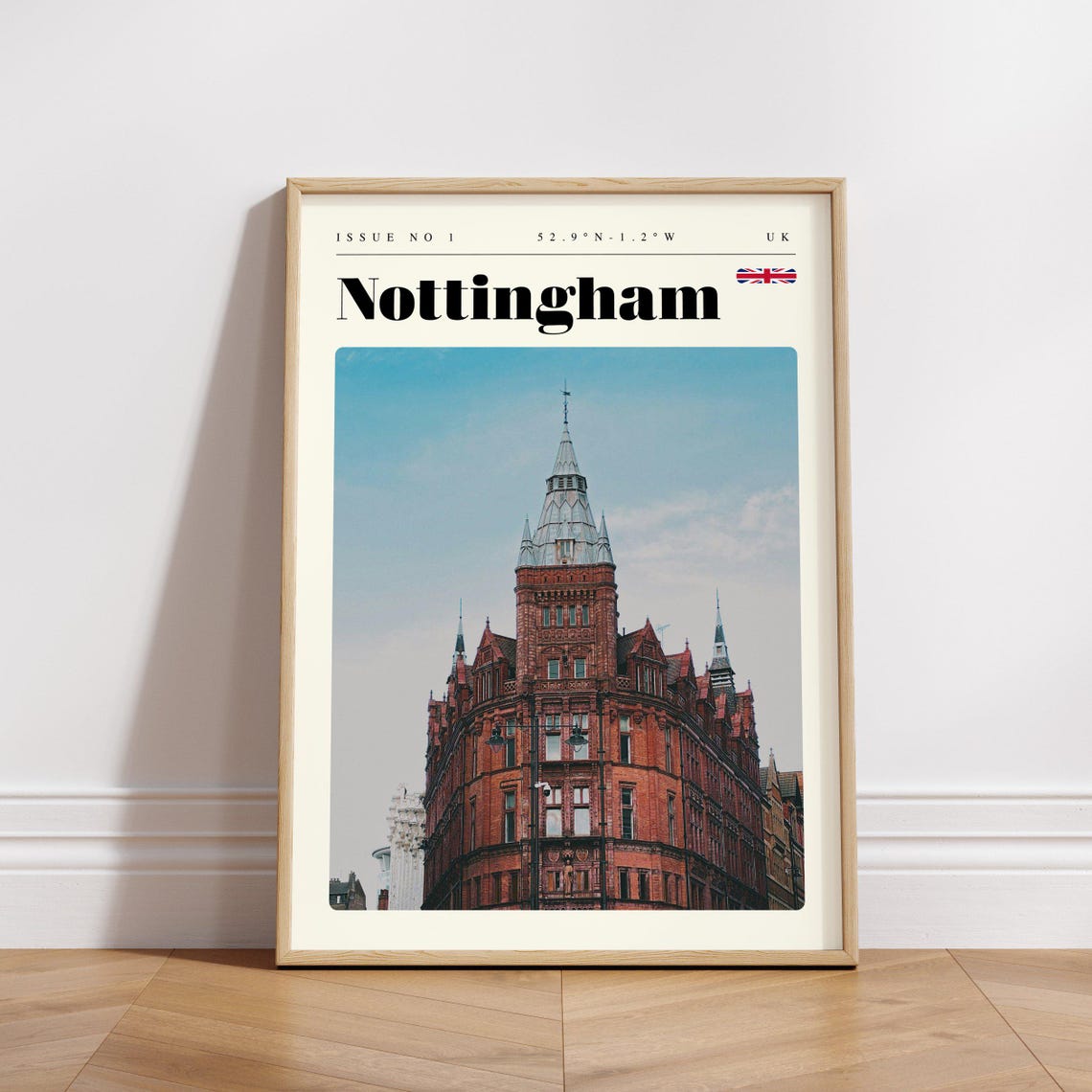 Nottingham UK Victorian Red Brick Tower Modern Travel Poster - Image 3