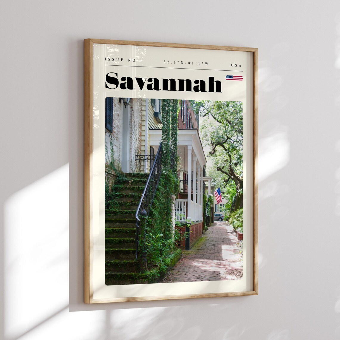 Savannah USA Ivy Covered Staircase Historic Lane Travel Poster Art - Image 2