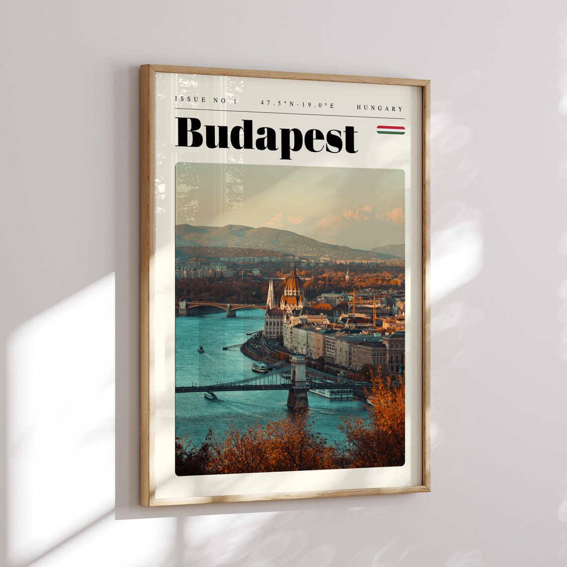 Budapest Hungary Danube River Bridge Autumn Vintage Travel Poster - Image 2
