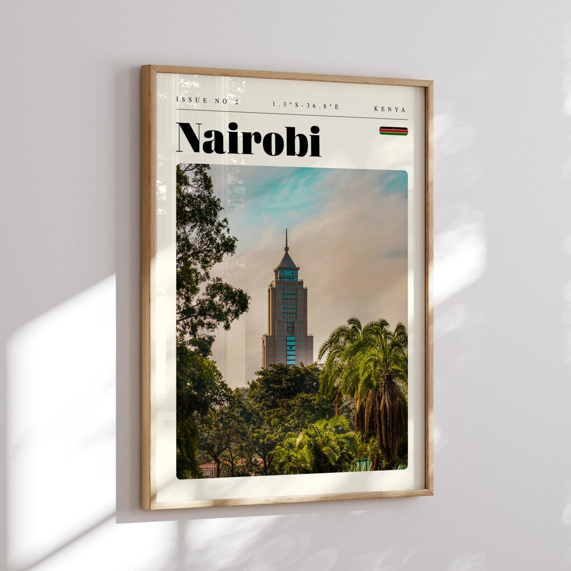 Nairobi Kenya Skyscraper Above Palm Trees Cityscape Photo Poster - Image 2