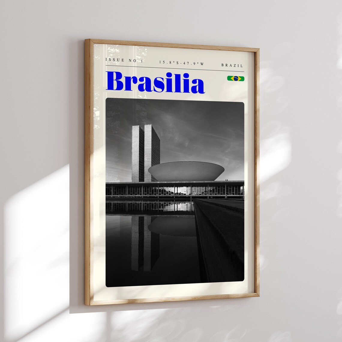 Brasilia Brazil Modernist Architecture Monochrome Travel Poster - Image 2