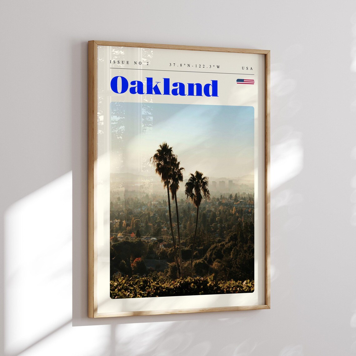 Oakland California Palm Trees City Hillside Sunset Travel Poster - Image 2