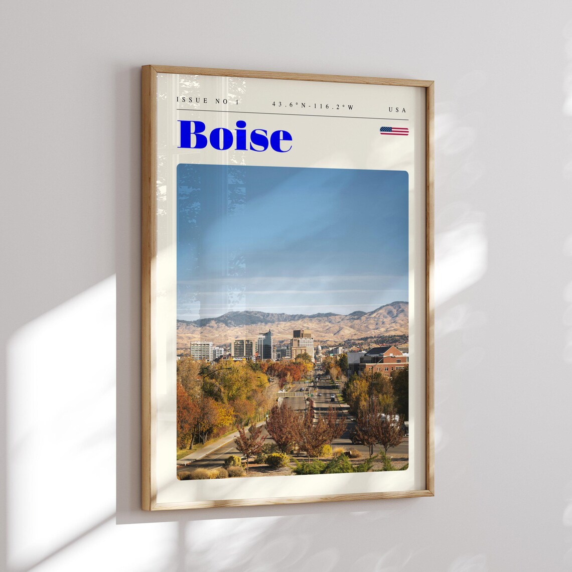 Boise USA City With Autumn Foothills Golden Trees View Travel Poster - Image 2