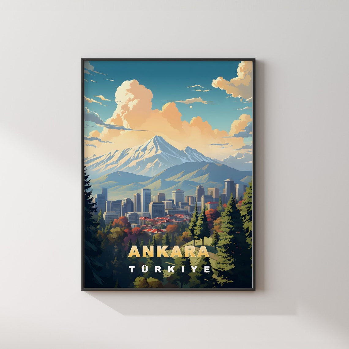 Ankara Turkiye City Skyline Snowcapped Mountain Backdrop Travel Poster - Image 2