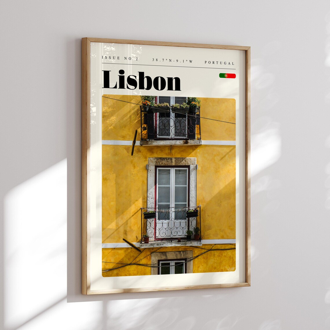Lisbon Portugal Golden Facade Wrought Iron Balconies Travel Poster - Image 2